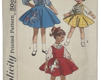 Simplicity 2287 Girls 50's Blouse, Jumper and Skirt, size 2  including transfers Pony