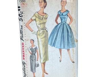 Simplicity 1566 Vintage Dress Pattern UNCUT Size 16 Pencil and Flared Skirt