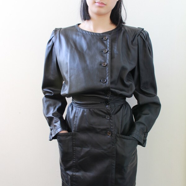 II S.A.L.E II Vintage Leather dress Emanuel Ungaro Solo Donna