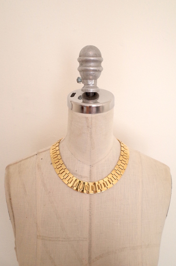 Vintage 80s 90s Watch Band Gold Chain Necklace - image 5