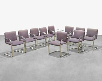 Cy Mann BRNO style modernist chrome dining chairs