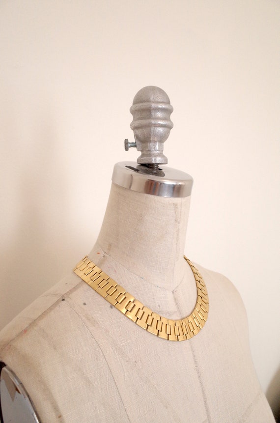 Vintage 80s 90s Watch Band Gold Chain Necklace - image 4