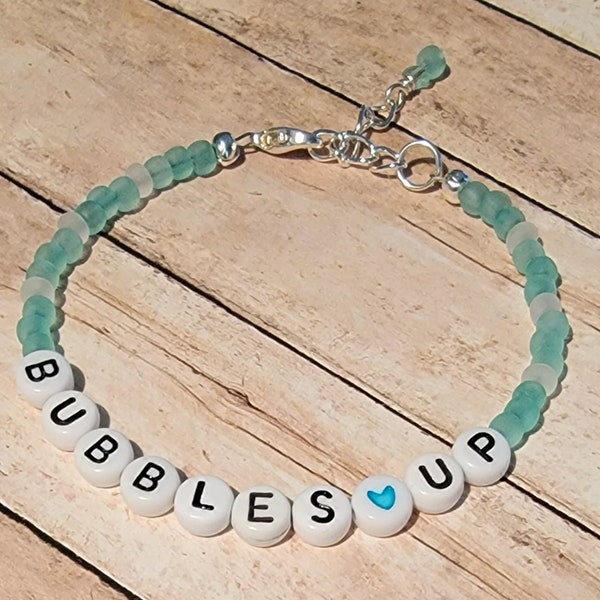 SEA Glass Bubbles Up Bracelet DIVERS Term Lobster Claw Clasp Jimmy Buffett