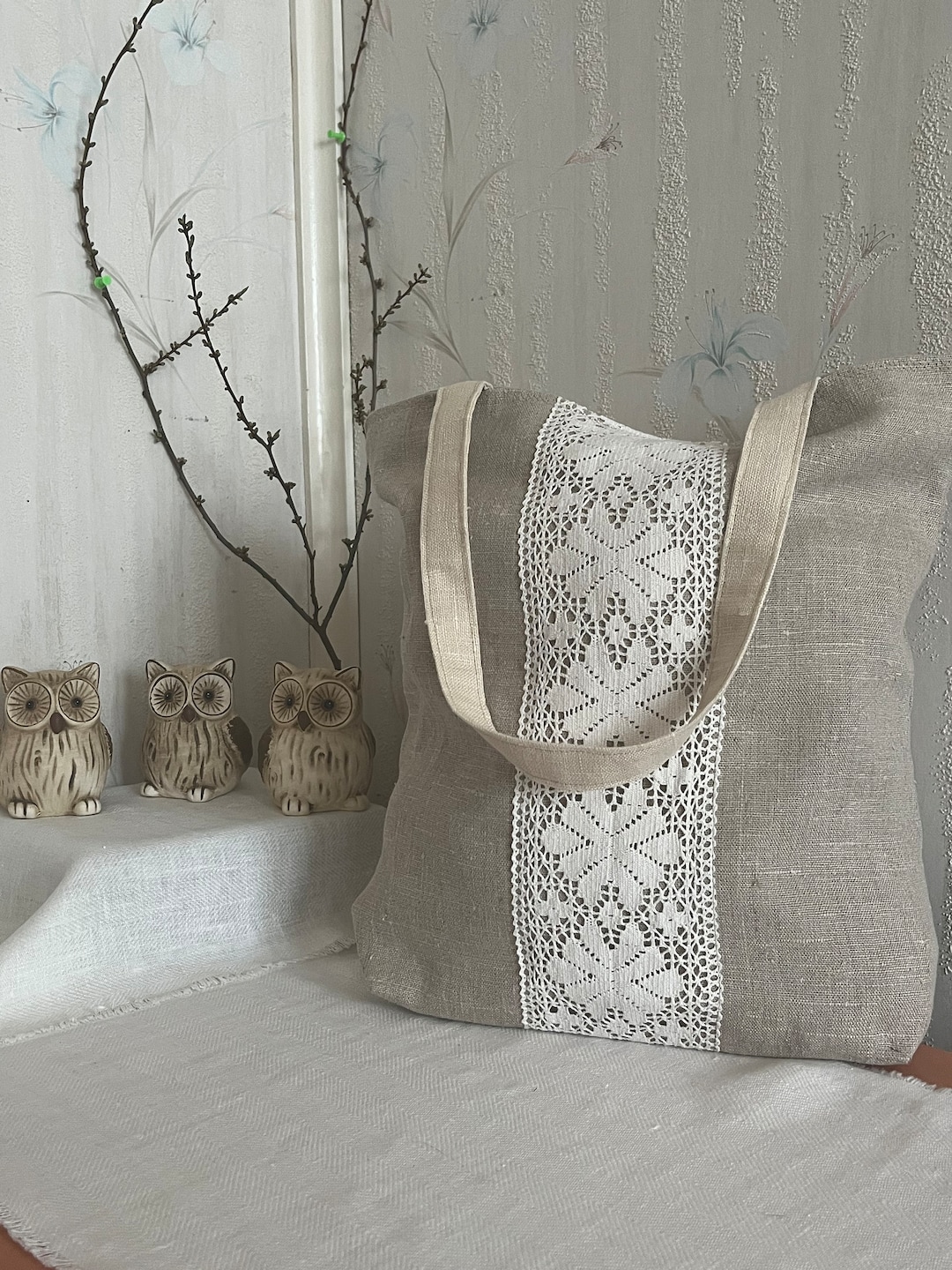 Linen Purse Natural Linen Tote Bag, Shopping Bag, Medium Sized, Handmade Linen ...