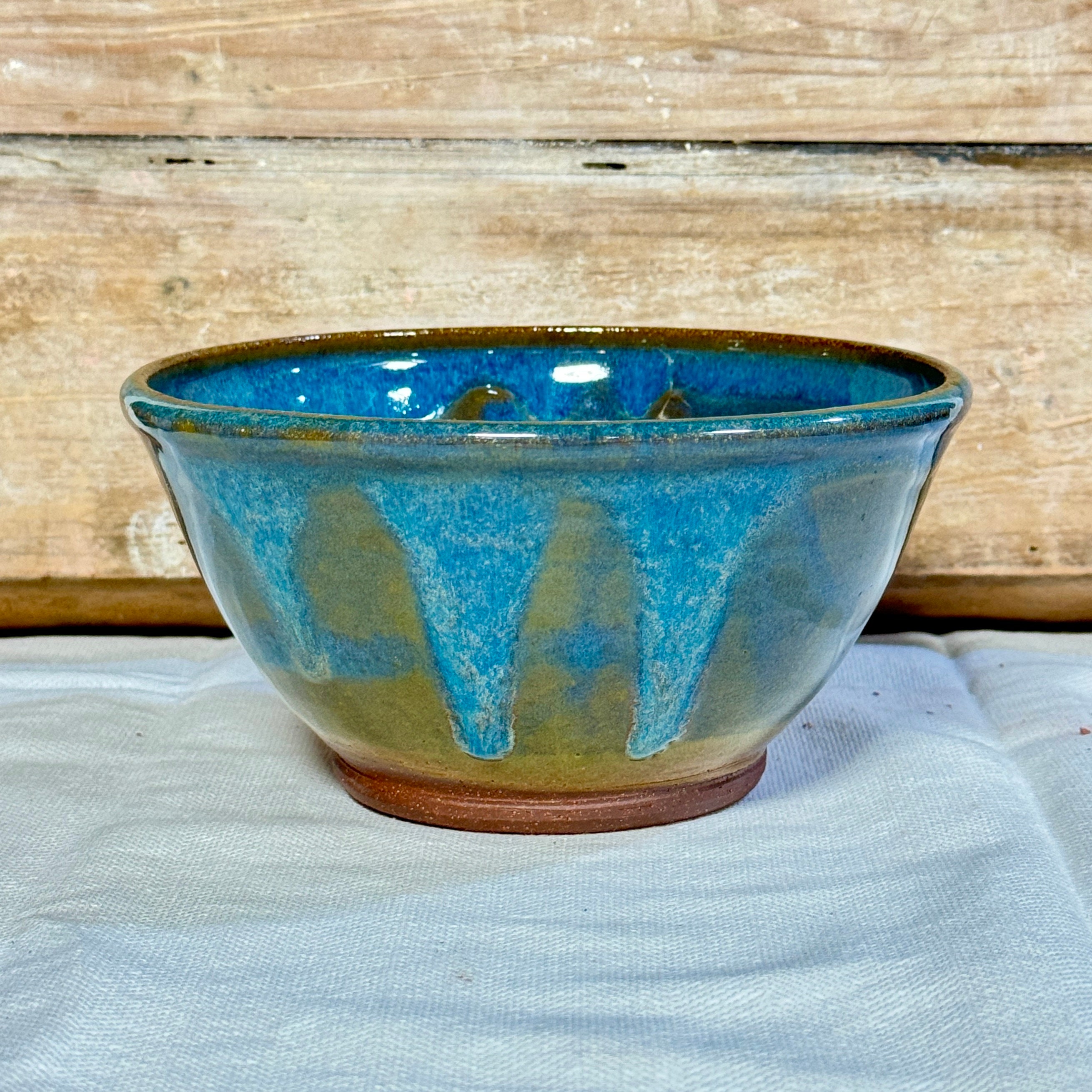 Handcrafted Stoneware Bowl in Azure Blue Artisan Glazed Pottery