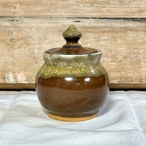 Earthy Brown Stoneware Jar with Lid | Handcrafted Artisan Pottery | Decorative Storage Container | Rustic Home Organization | Ready to Ship
