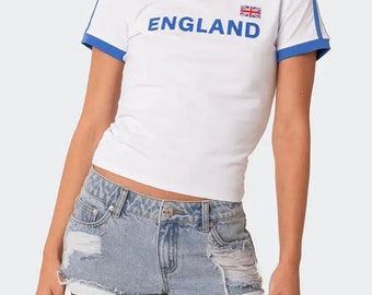 y2k England Women's baby jersey top