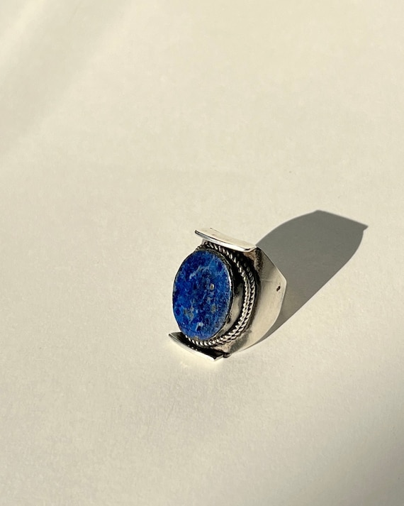 lapis lazuli silver filagree vintage ring from New