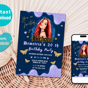 Karol G Birthday Invitation, Karol G birthday invitation, Karol Party, Karol G Digital Invitation Template, Karol G invite, Instant Download