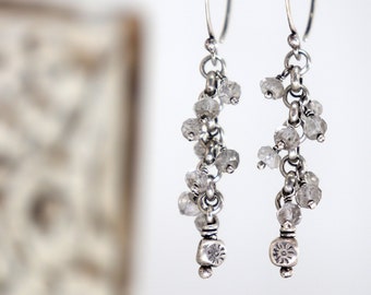 Silver & Quartz Spiral Earrings