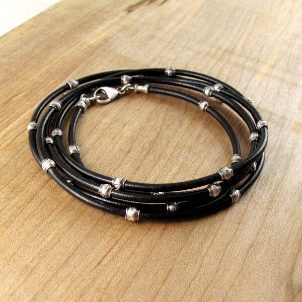 Multi Wrap Silver et Bracelet en cuir