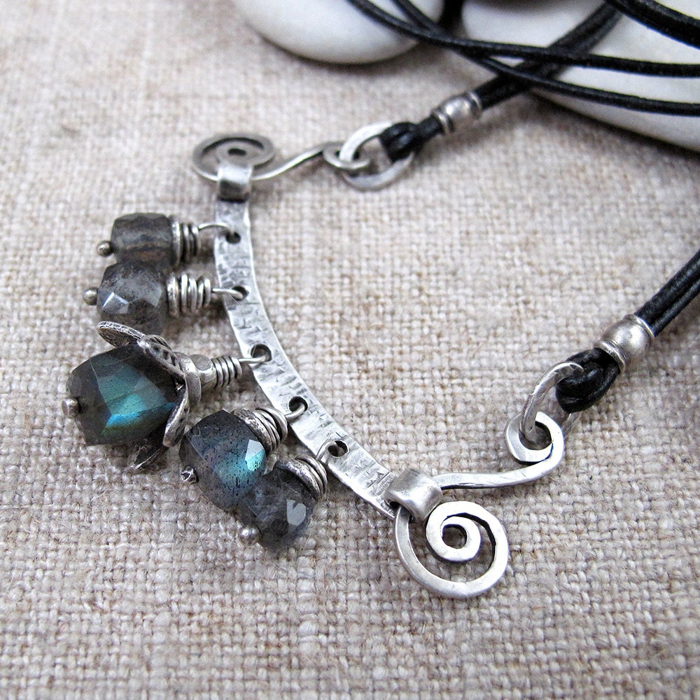 Forged Sterling Pendant With Labradorite - Etsy