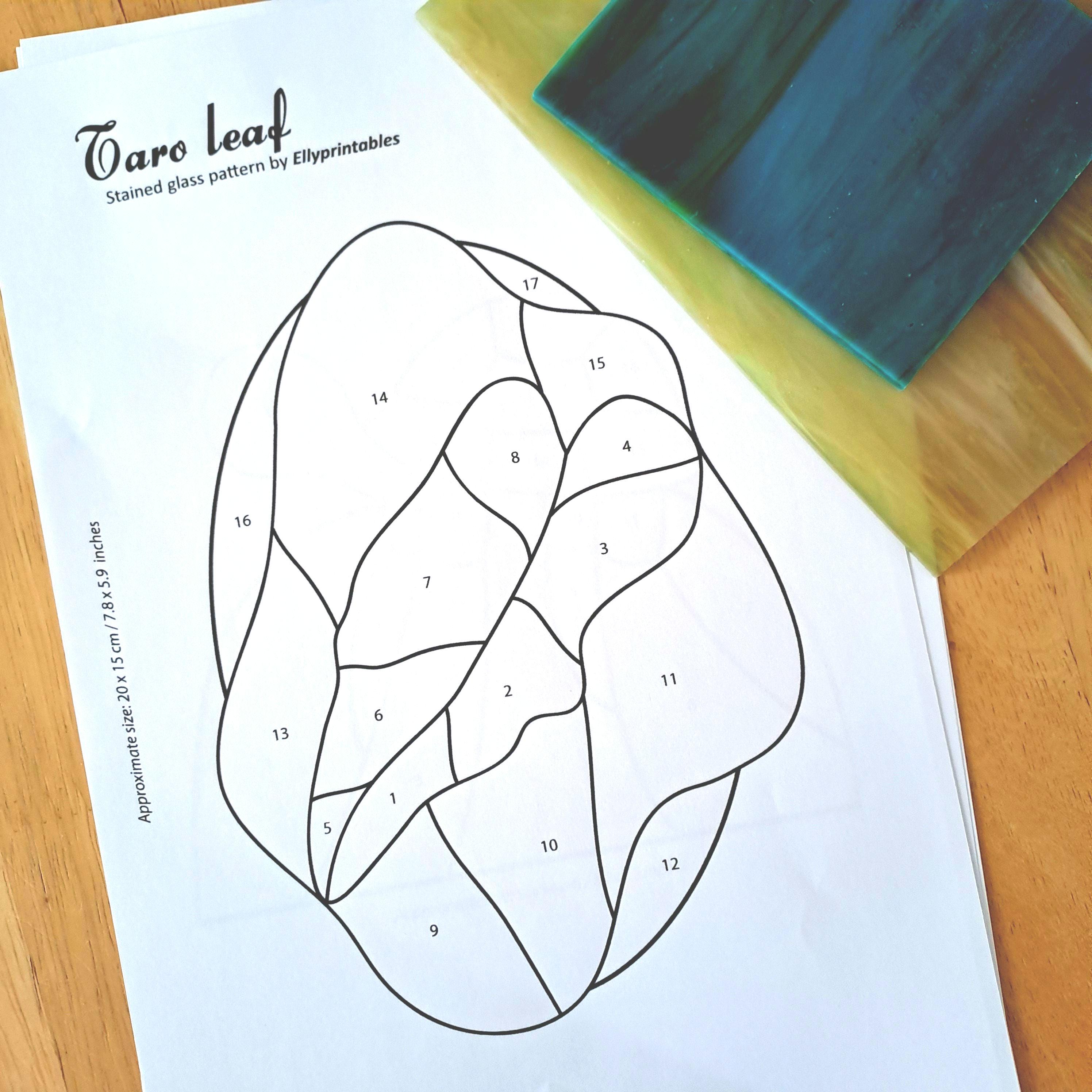 Taro Leaf Stained Glass Pattern (PDF/PNG Digital Download, A4 Size) - Etsy