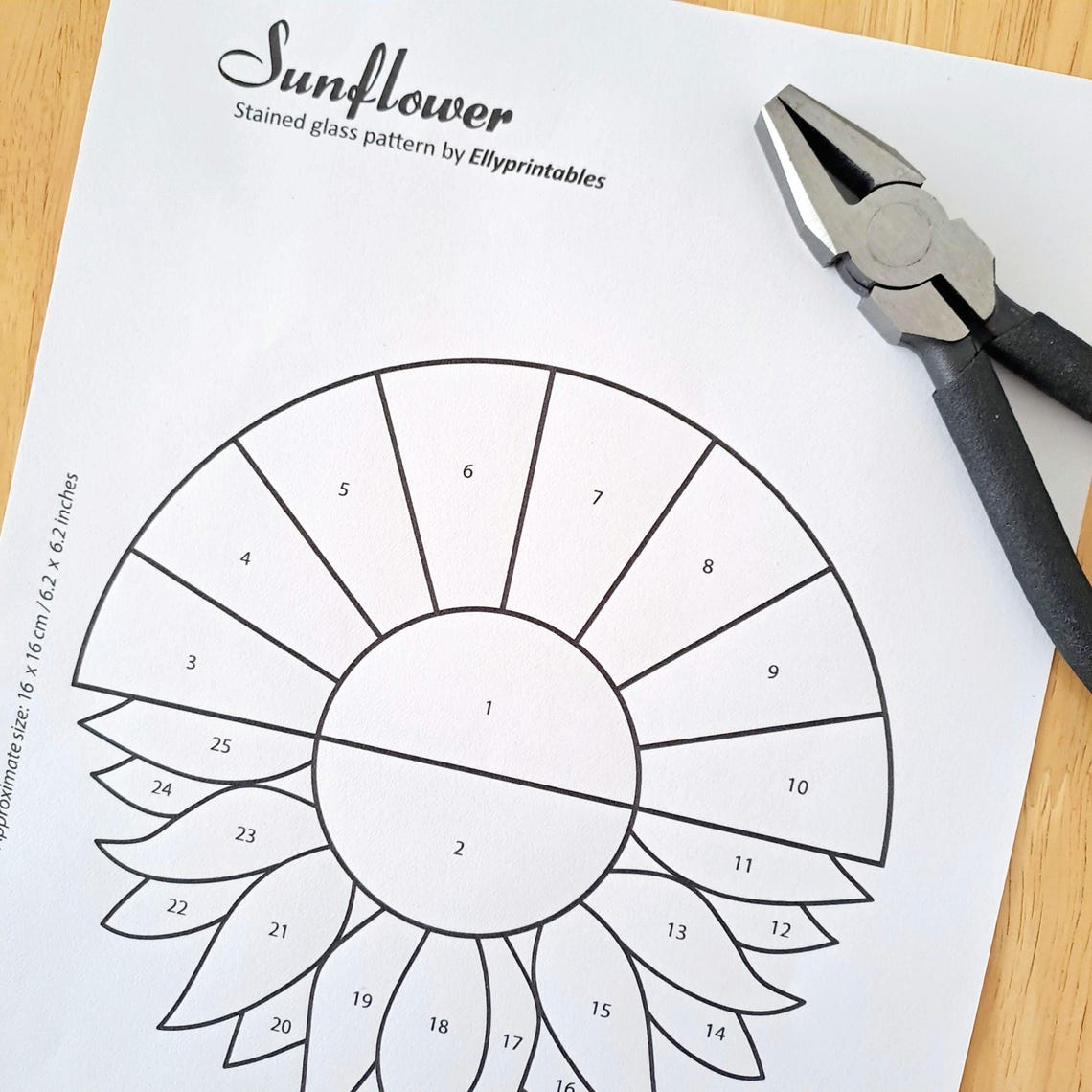 Sunflower Stained Glass Pattern (PDF/PNG Digital Download A4 Size 6.2x6 ...