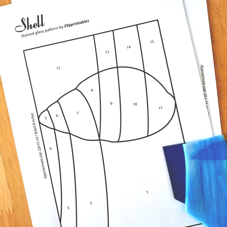Shell Stained Glass Pattern (PDF/PNG Digital Download, A4 Size 8.6x5.9 ...