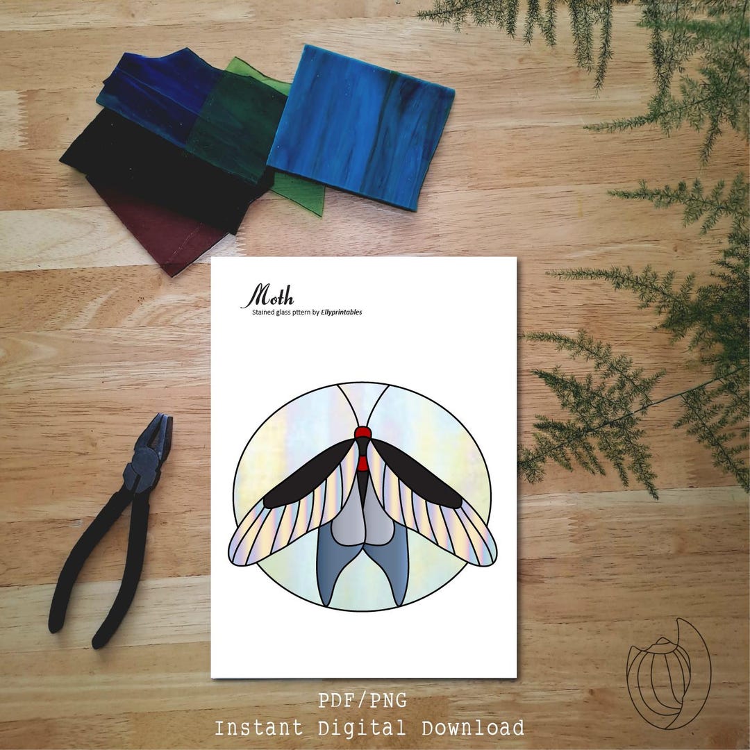 Moth Stained Glass Pattern (PDF/PNG Digital Download Size A4) - Etsy
