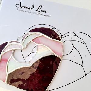 Spread Love Stained Glass Pattern, A4, Stained Glass Patterns, Digital Download, DIY Stained Glass, Stained Glass Decor, Suncatcher