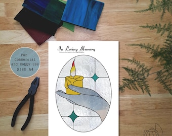 In Loving Memory glas-in-loodpatroon, DIY Suncatcher (digitale download)
