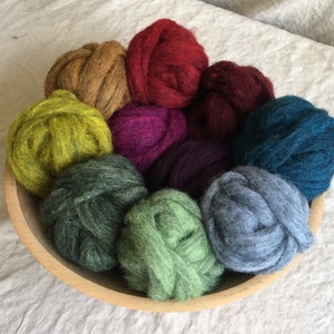 10-Color Heathered Corriedale Roving Sampler half a pound to spin or felt.