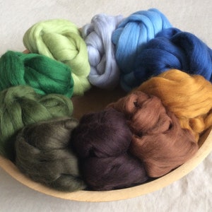 Woodland Glade 10-Color Merino Combed Top Country Garden Sampler half a pound to spin or felt.