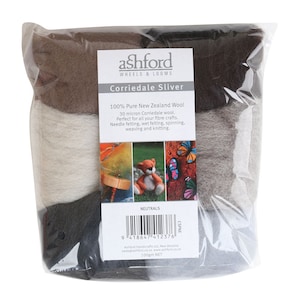 7-Color Neutrals Heathered Blends of Corriedale Sliver Sampler 100g of Ashord sliver to spin or felt.