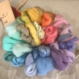 Macaron COLOR BOMB or BLAST  1-pound or half-pound of pastel mixed fibers to card, spin, and felt
