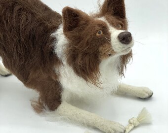 Benji the Border Collie Artisan Series kit - black OR red - advanced techniques needle felting kit-Large model w/ detailed photo tutorial