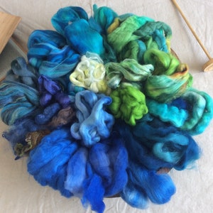 Mermaid COLOR BOMB or BLAST a full pound or half pound of mixed fibers to card, spin, and felt