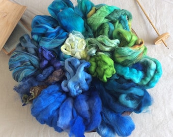 Mermaid COLOR BOMB or BLAST a full pound or half pound of mixed fibers to card, spin, and felt