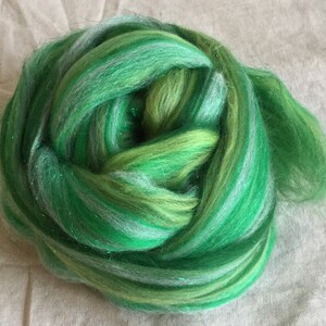 4 oz Merino Sparklepants Swirlywhirly Fairytale combed top. Kissed a Frog wool angelina sparkle image 2