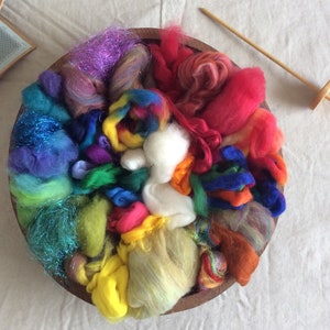Unicorn Poops COLOR BLAST half a pound of mixed fibers to card, spin, and felt