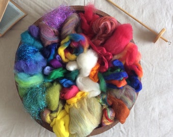 Unicorn Poops COLOR BLAST half a pound of mixed fibers to card, spin, and felt