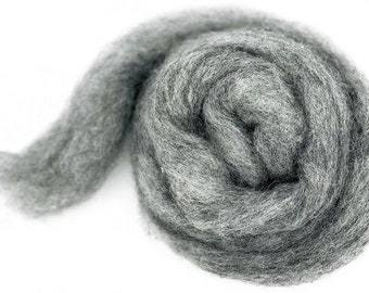 FOG medium-light gray Corriedale carded roving quarter pound of fiber to spin or felt