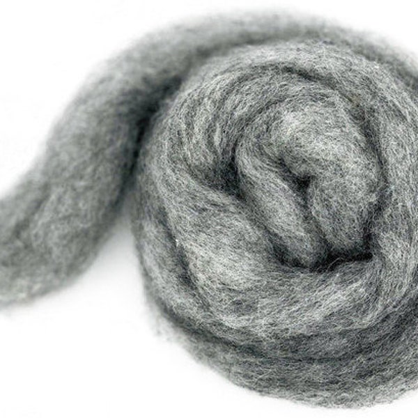 FOG medium-light gray Corriedale carded roving quarter pound of fiber to spin or felt