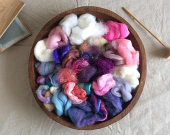 Princess Farts COLOR BLAST half a pound of mixed fibers to card, spin, and felt