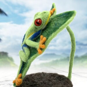 Fonzo the Frog wool needle felting kit Large model with detailed photo tutorial image 5