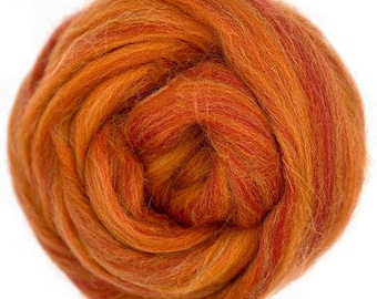 4 oz Dusty Brick Heathered Blend Wool/Bio-Nylon combed top orange
