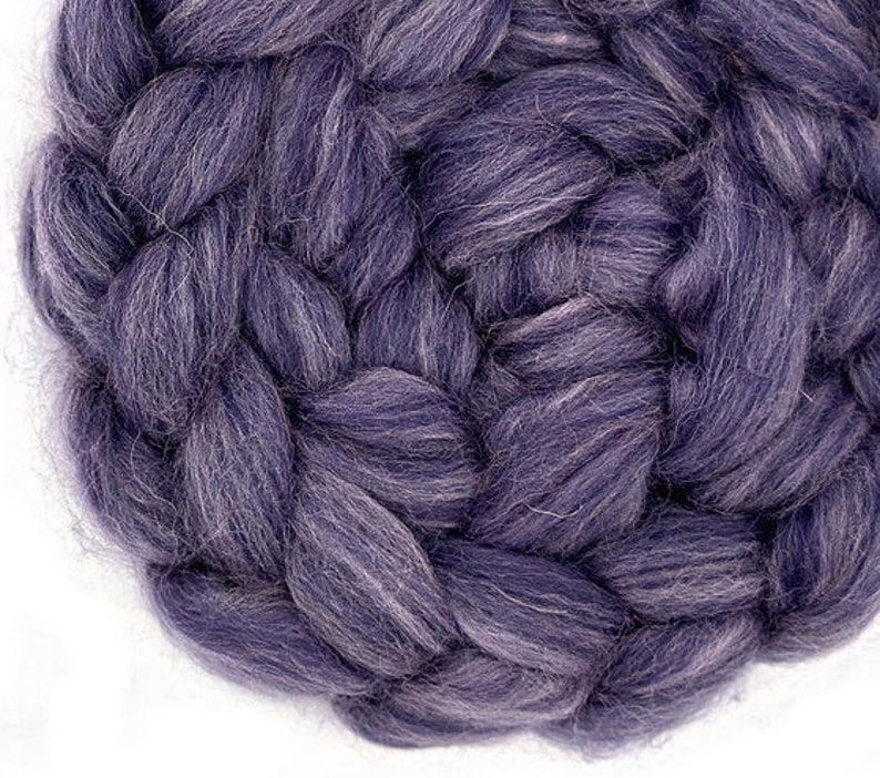 4 oz Lavender Mist Heathered Blend Wool/Bio-Nylon combed top purple image 2