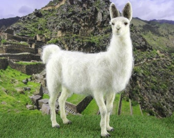 Lennon the Llama (easy alpaca mod) needle felting kit - Large model with detailed photo tutorial
