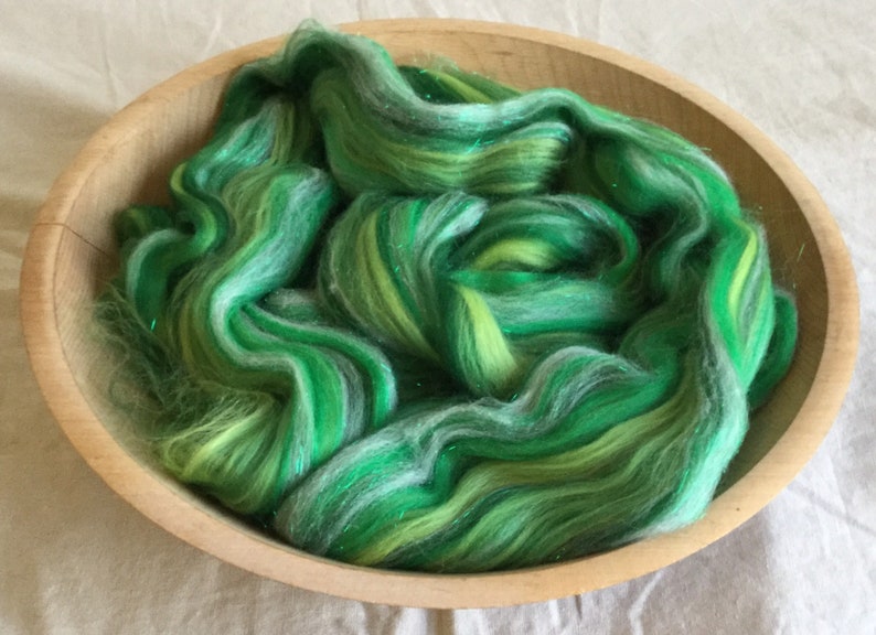 4 oz Merino Sparklepants Swirlywhirly Fairytale combed top. Kissed a Frog wool angelina sparkle image 1