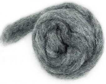 TORNADO medium-dark gray Corriedale carded roving quarter pound of fiber to spin or felt