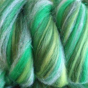 4 oz Merino Sparklepants Swirlywhirly Fairytale combed top. Kissed a Frog wool angelina sparkle image 3