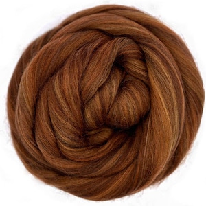 4 oz Ambered Brass Heathered Blend Wool/Bio-Nylon combed top golden browns