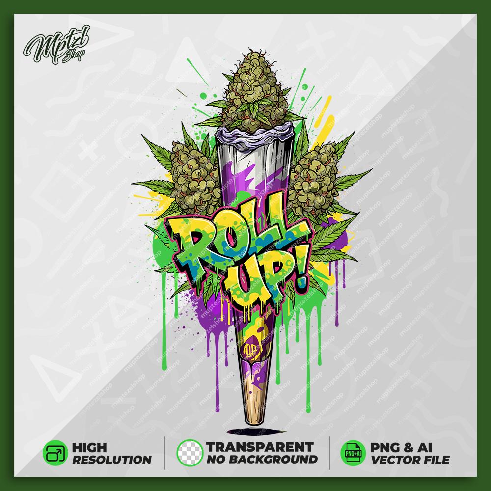 Roll up Blunt Graffiti Weed T-shirt Design for Printing, Sticker, High ...