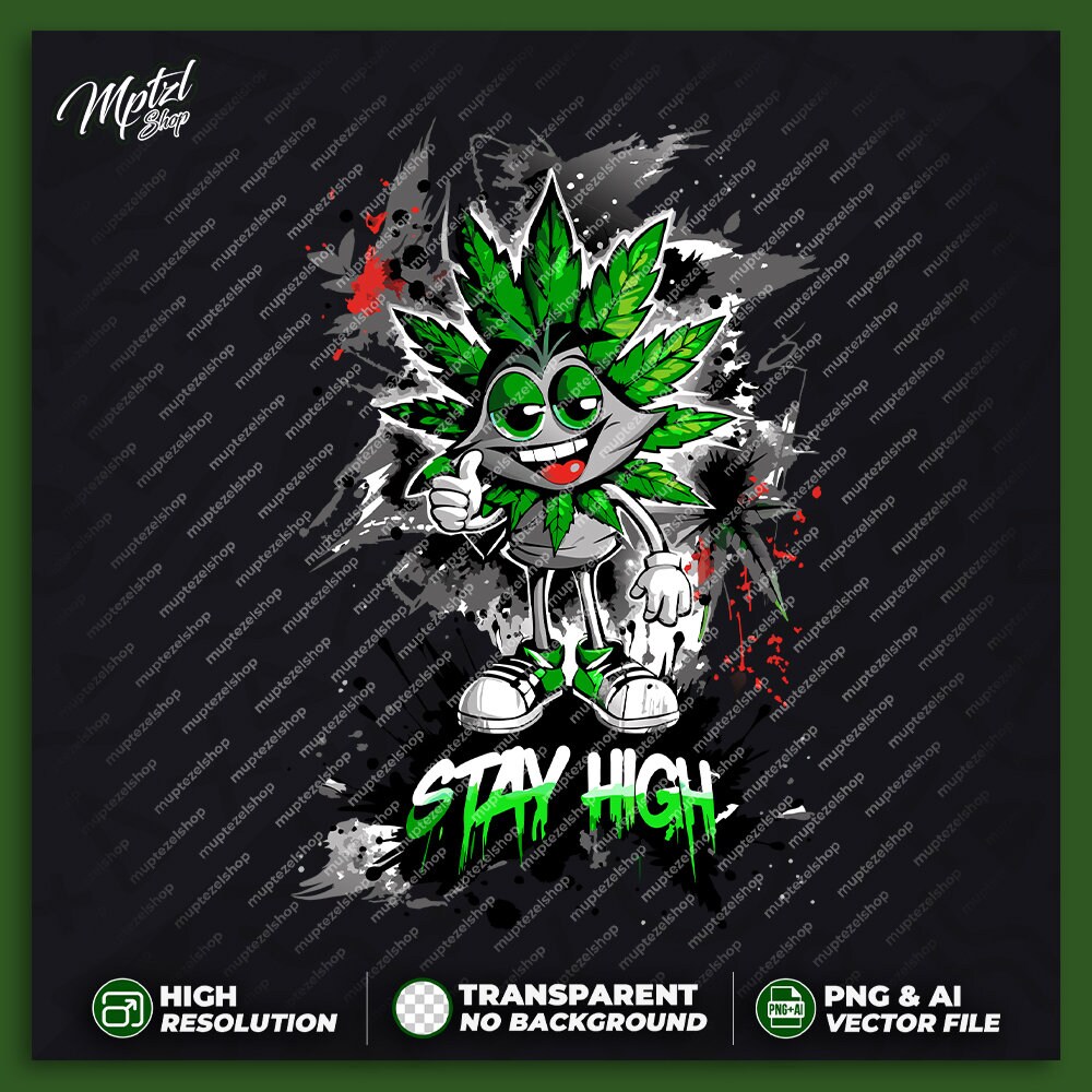 Stay High Funny Character Weed T-shirt Design for Printing