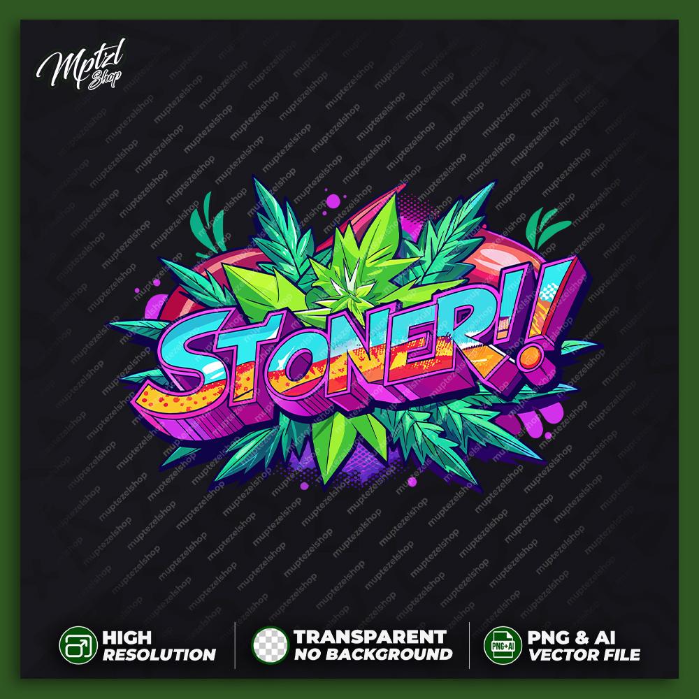 Colorful Stoner Weed Cannabis T-shirt Design for Printing