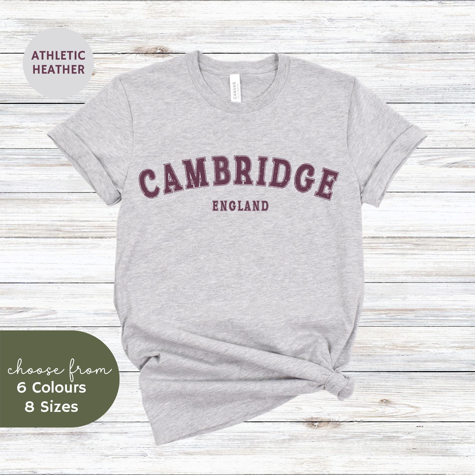 Cambridge Shirt, England Tee, Vintage T Shirt, British Gift, Cambridge University Top, Classic Crewneck Tee, Customizable Cambridge Shirt