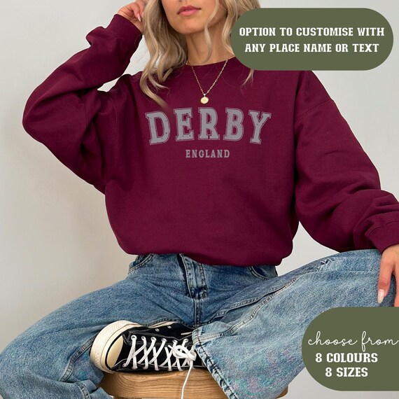 Derby Sweatshirt, England Crewneck, Custom Jumper, Personalized 