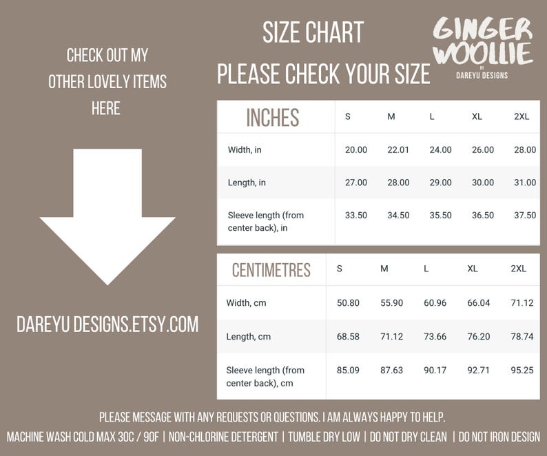 Size Chart in Inches and CM, Imperial and Metric. Please check before purchasing.