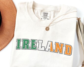 Camiseta de Irlanda, camiseta personalizada con bandera irlandesa, nombre personalizado, año, colores cómodos.